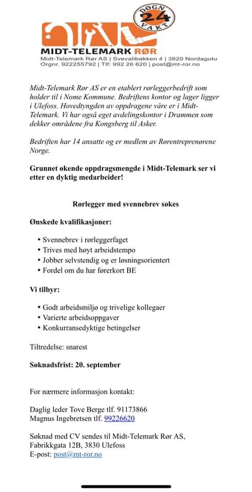 Midt-Telemark Rør As | Ulefoss