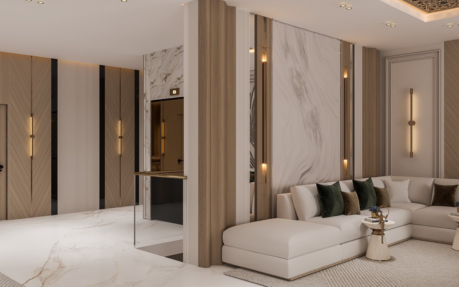 Interior Design | تصميم داخلي | مجلس نيو كلاسيك أنيق بجلسة مريحة متصلة ...