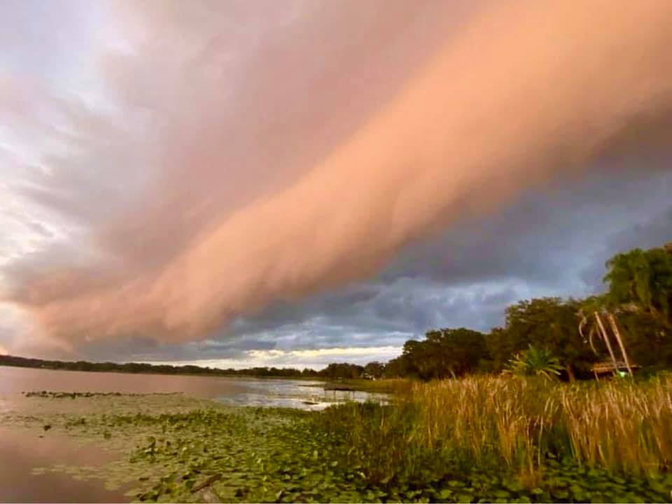 Active weather day …. Included this shelf cloud over Lake Lena in