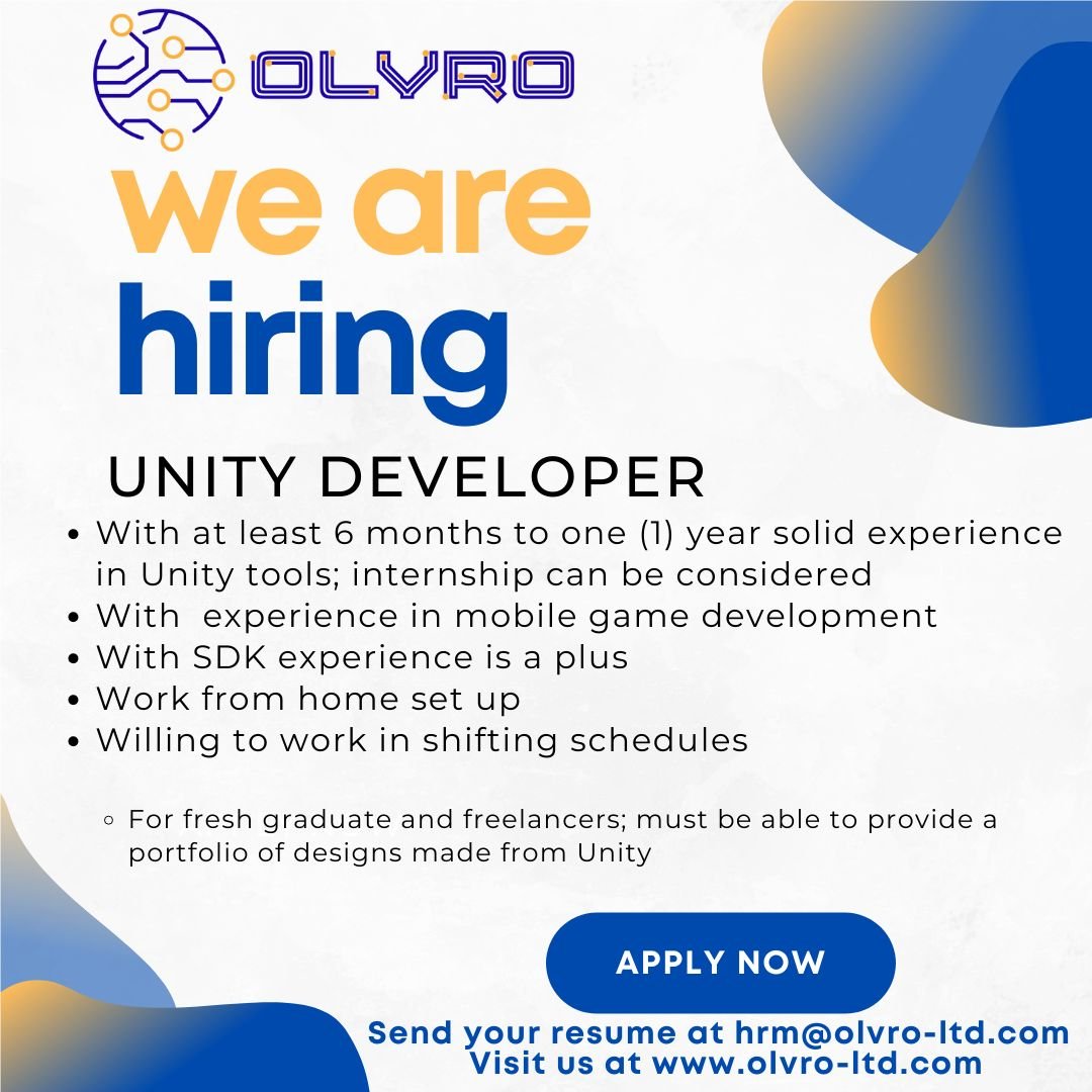 OLVRO - ☑️We are in need of a Unity Developer who can be a... | Facebook