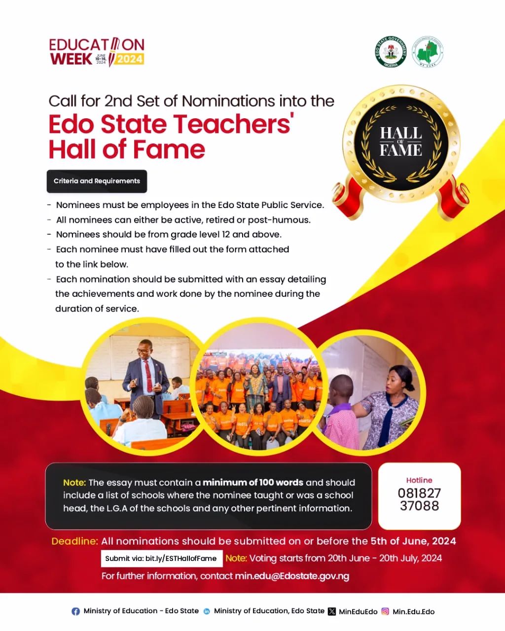 Nominations are open... - Ministry of Education - Edo State | Facebook