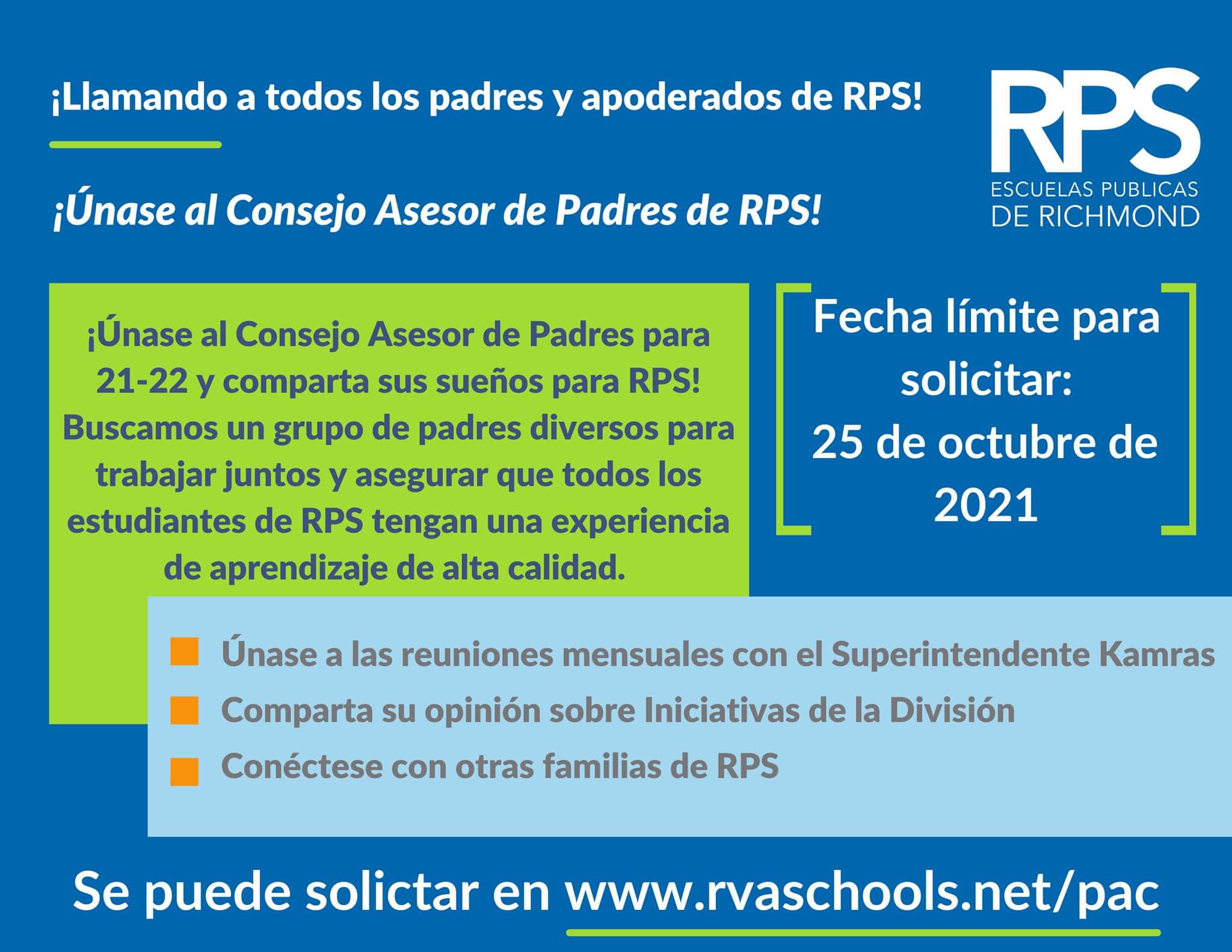 RPS en Español - ¡Únase al Consejo Asesor de Padres y... | Facebook