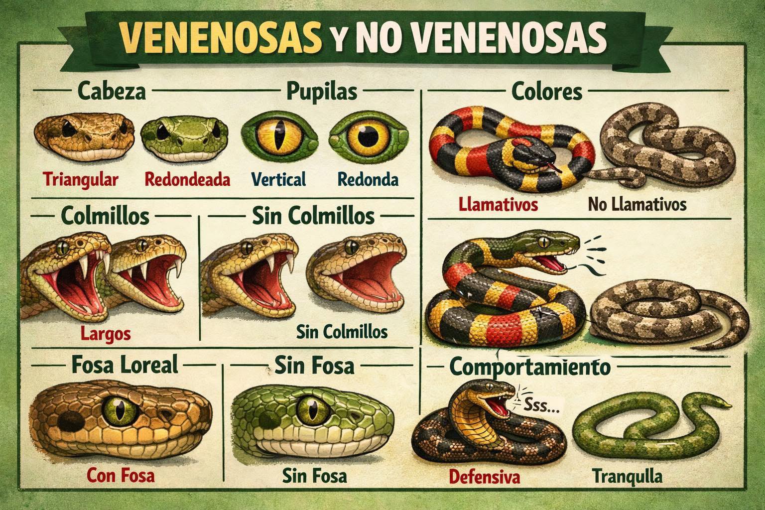 Carlos - 6 MANERAS DE DIFERENCIAR A LAS SERPIENTES VENENOSAS Y NO ...