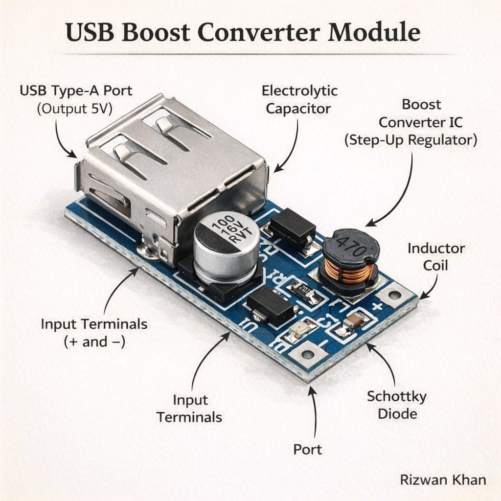 Rizwan - 0.9V to 5V DC) into a stable 5V DC output via a USB Type-A ...
