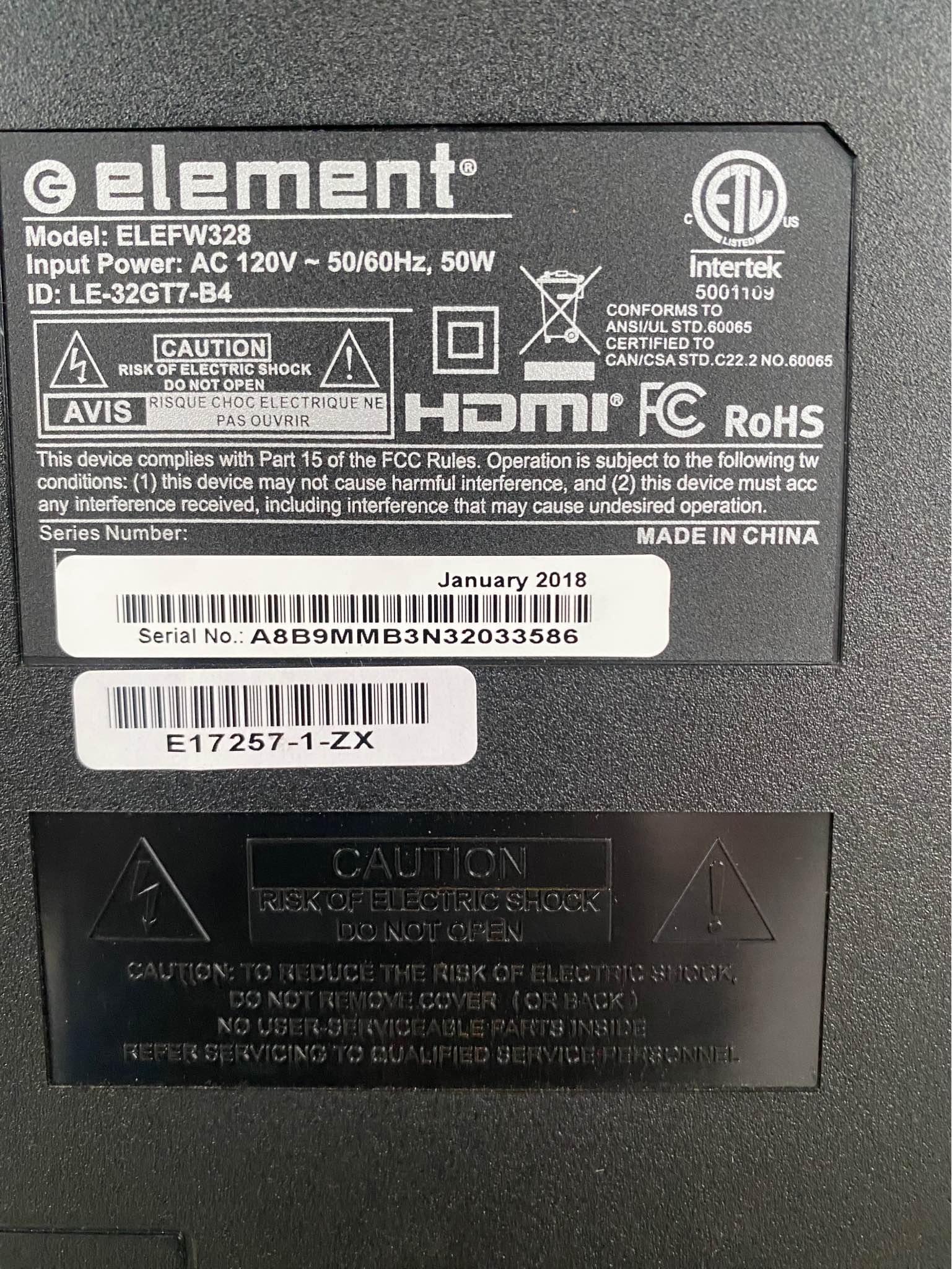 Functional Element ELEFW328 LED television is black. This 32-inch