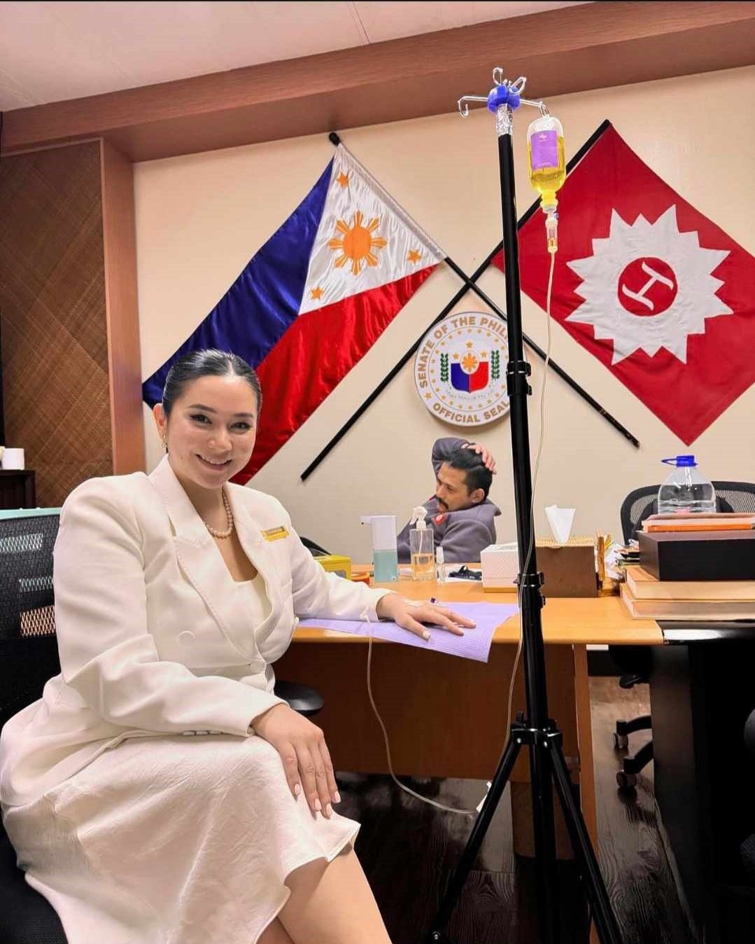 Actress Mariel Rodriguez faced criticism after posting a photo of her while getting her IV drip at the Senate office of her husband, Senator Robin Padilla. On that day, Rodriguez visited the