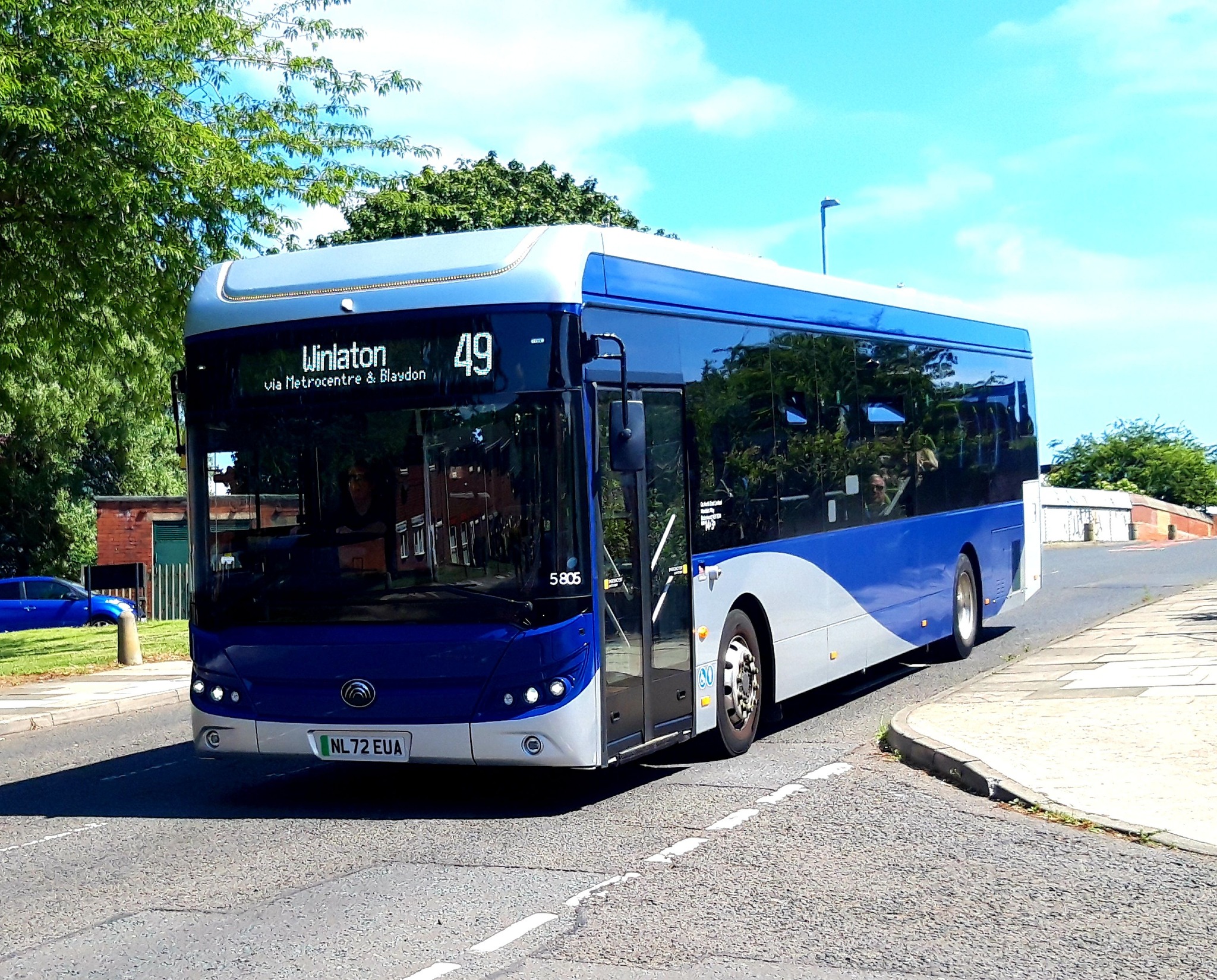 Go North East Yutong E12 bus on service 49 to Winlaton | Gateshead