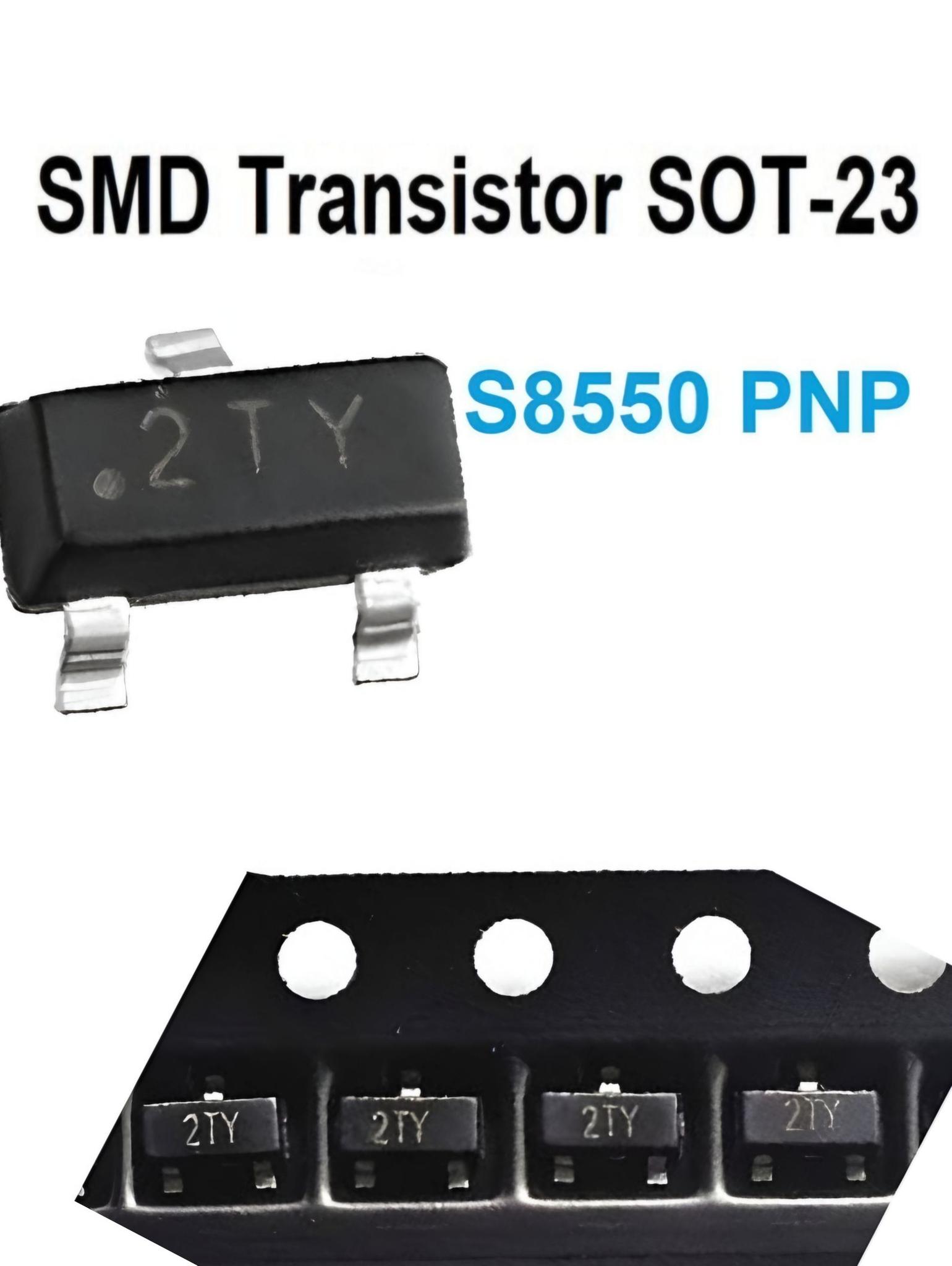 100 Pezzi Transistor SMD S8550 2TY PNP SOT-23, Nuovi, Marca Smw