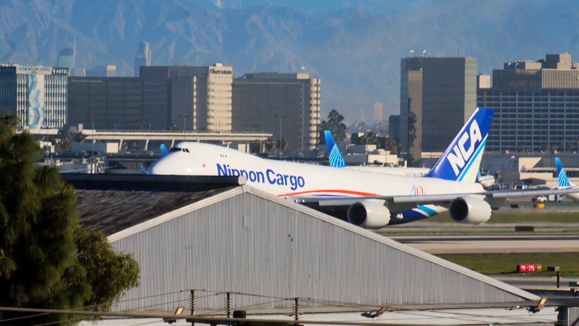 Nippon Cargo Airlines 747-8F departing LAX on Friday, January 16