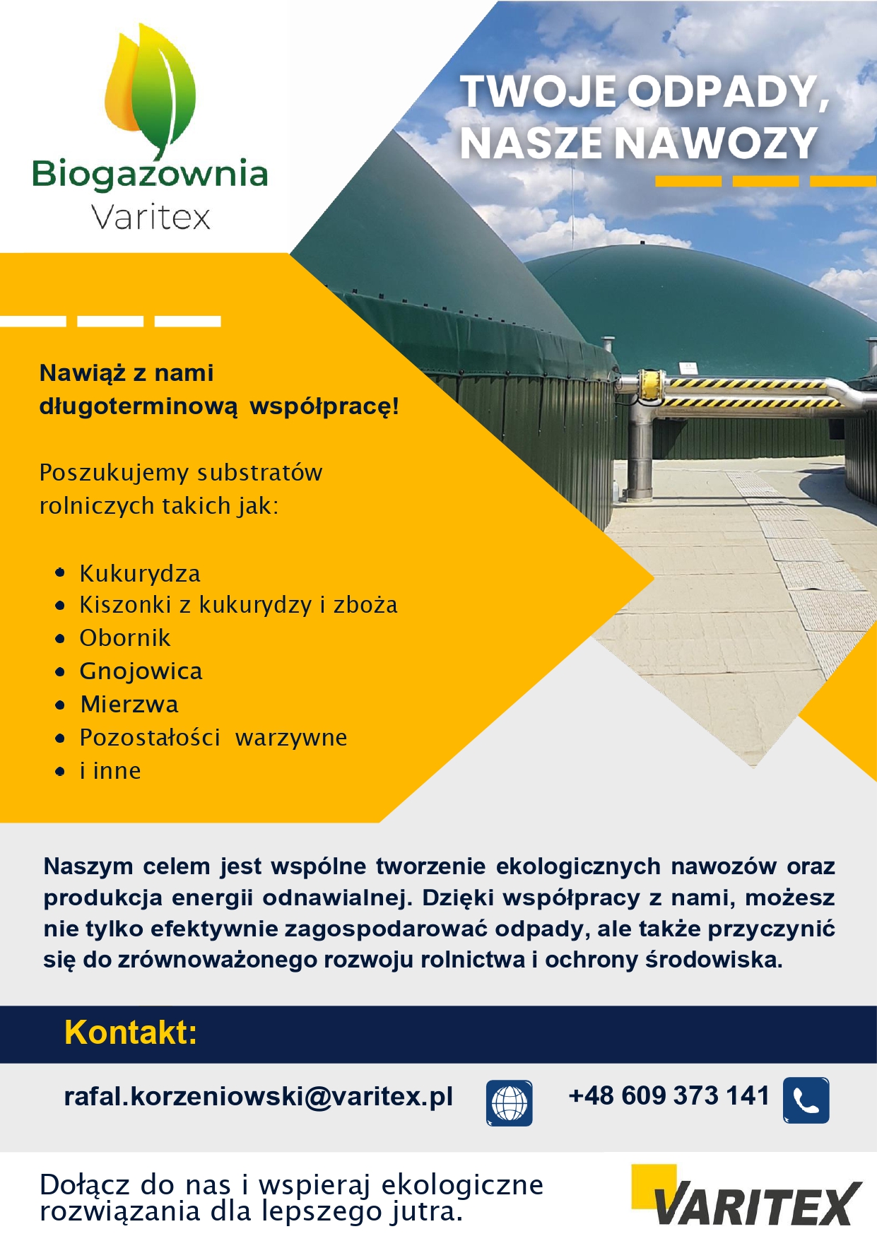 Biogazownia Piaski Bankowe Varitex | Bielawy