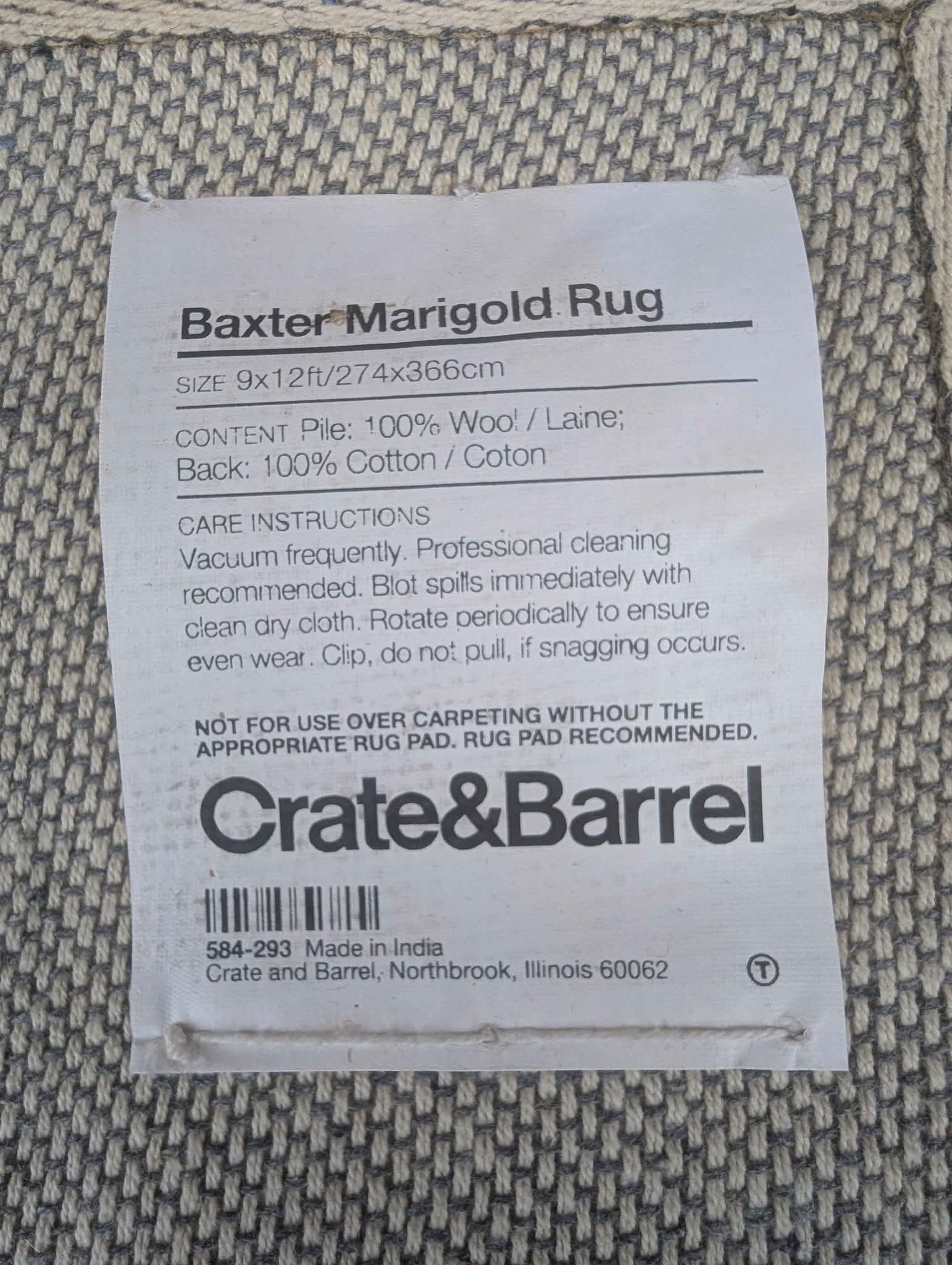 Crate & Barrel Baxter Marigold Rug, 9x12. - Area Rugs - Marietta ...