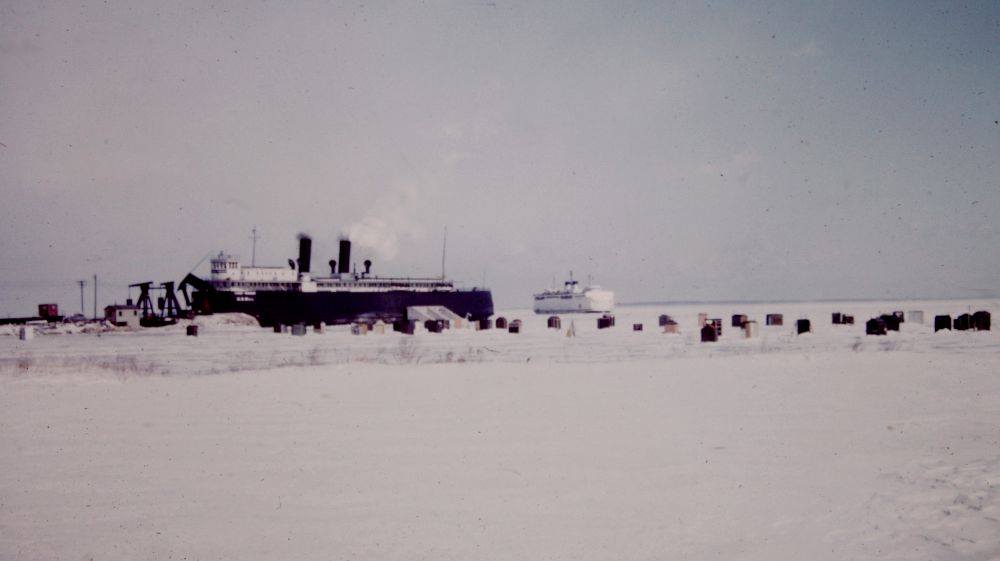 The Chief Wawatam railroad ferry and the Vacationland automobile ferry ...