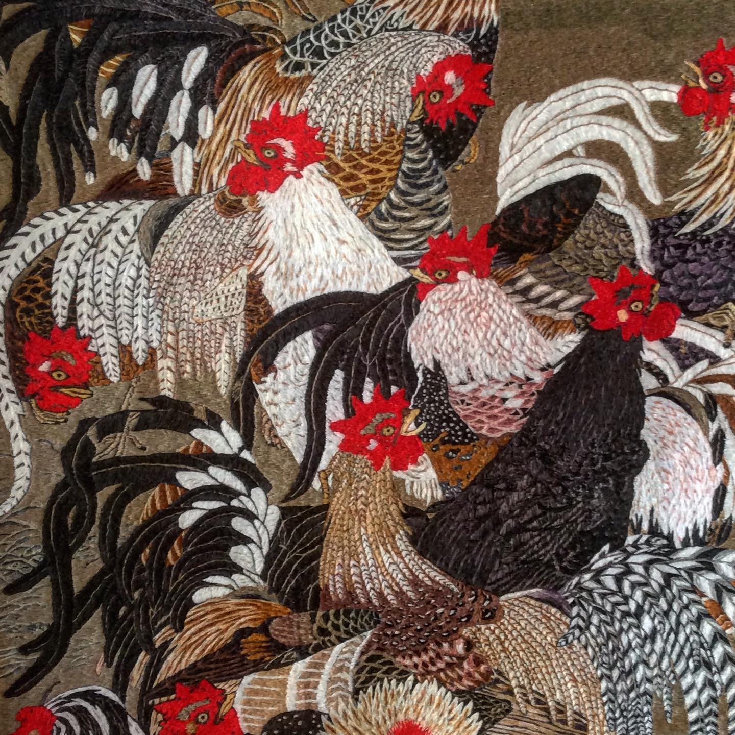 伊藤若冲「群鶏図」を手刺繍しています #embroidery #japanart 