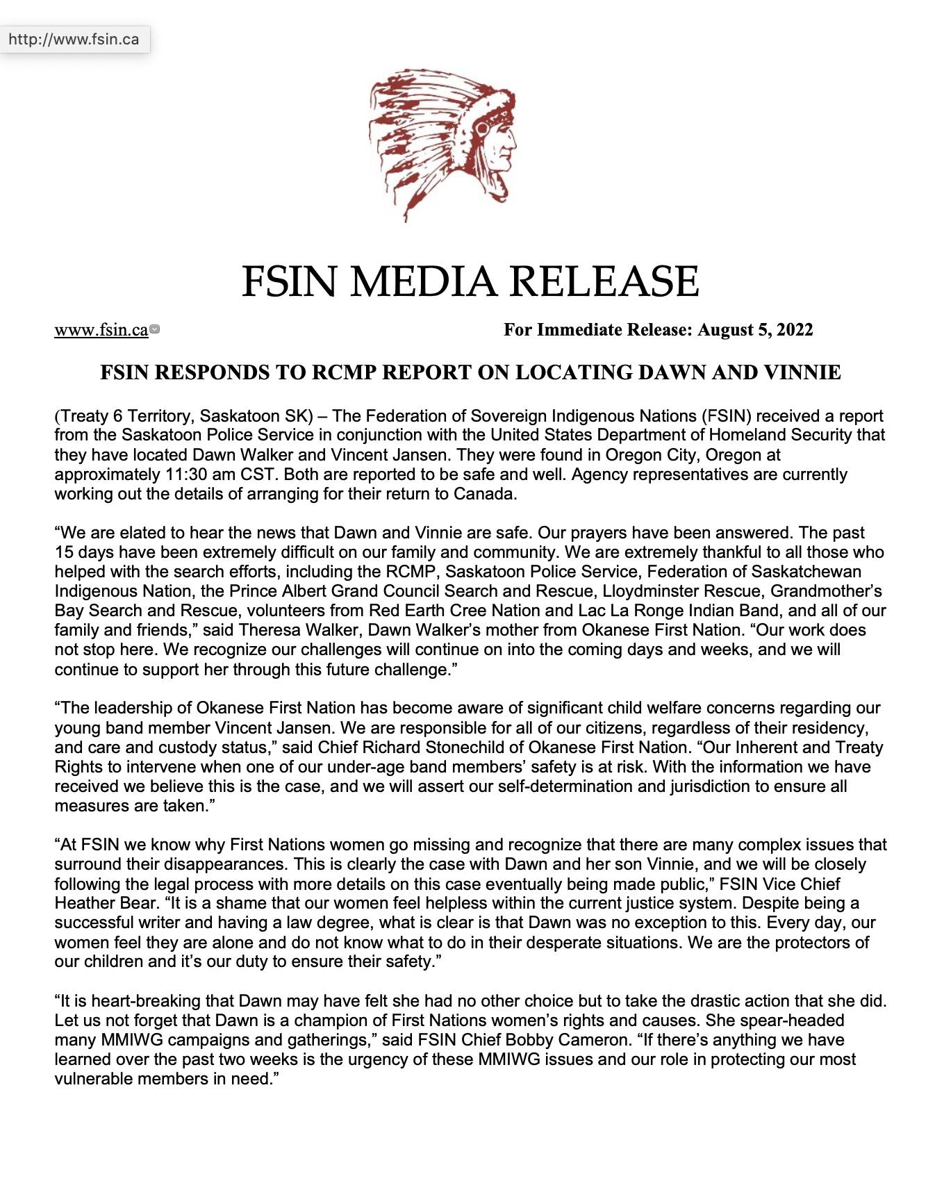 FSIN... - Federation of Sovereign Indigenous Nations - FSIN