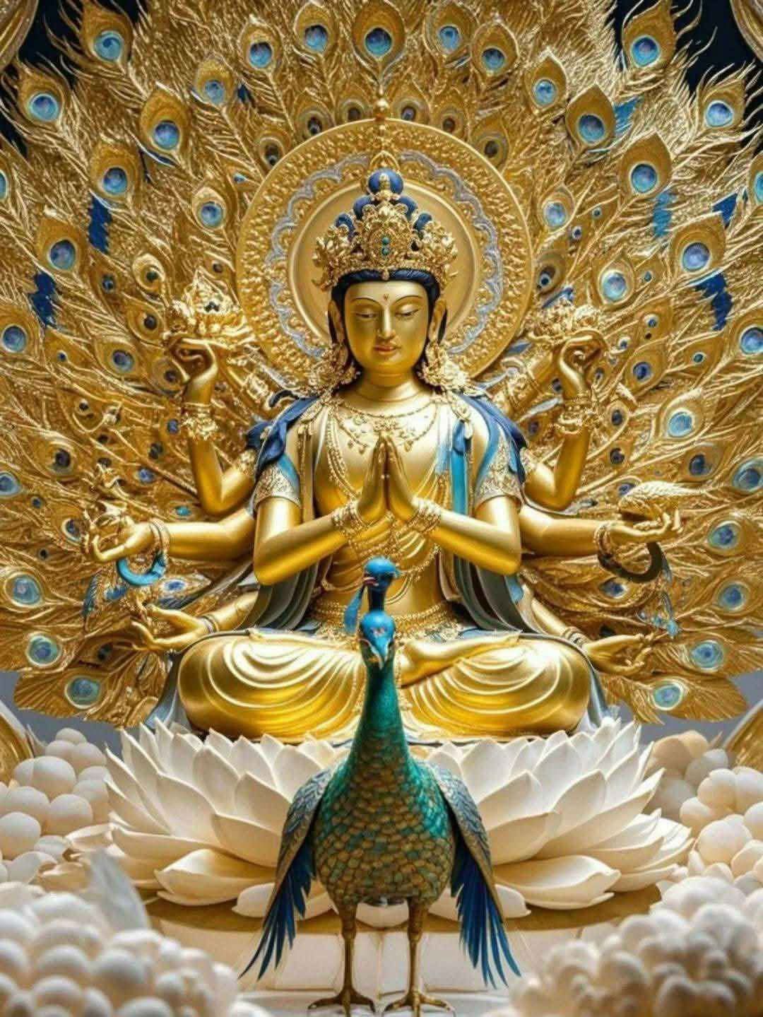 仏教美術 仏像 孔雀明王王仏像 密教本尊金剛護世 鎮宅辟邪 開運風水