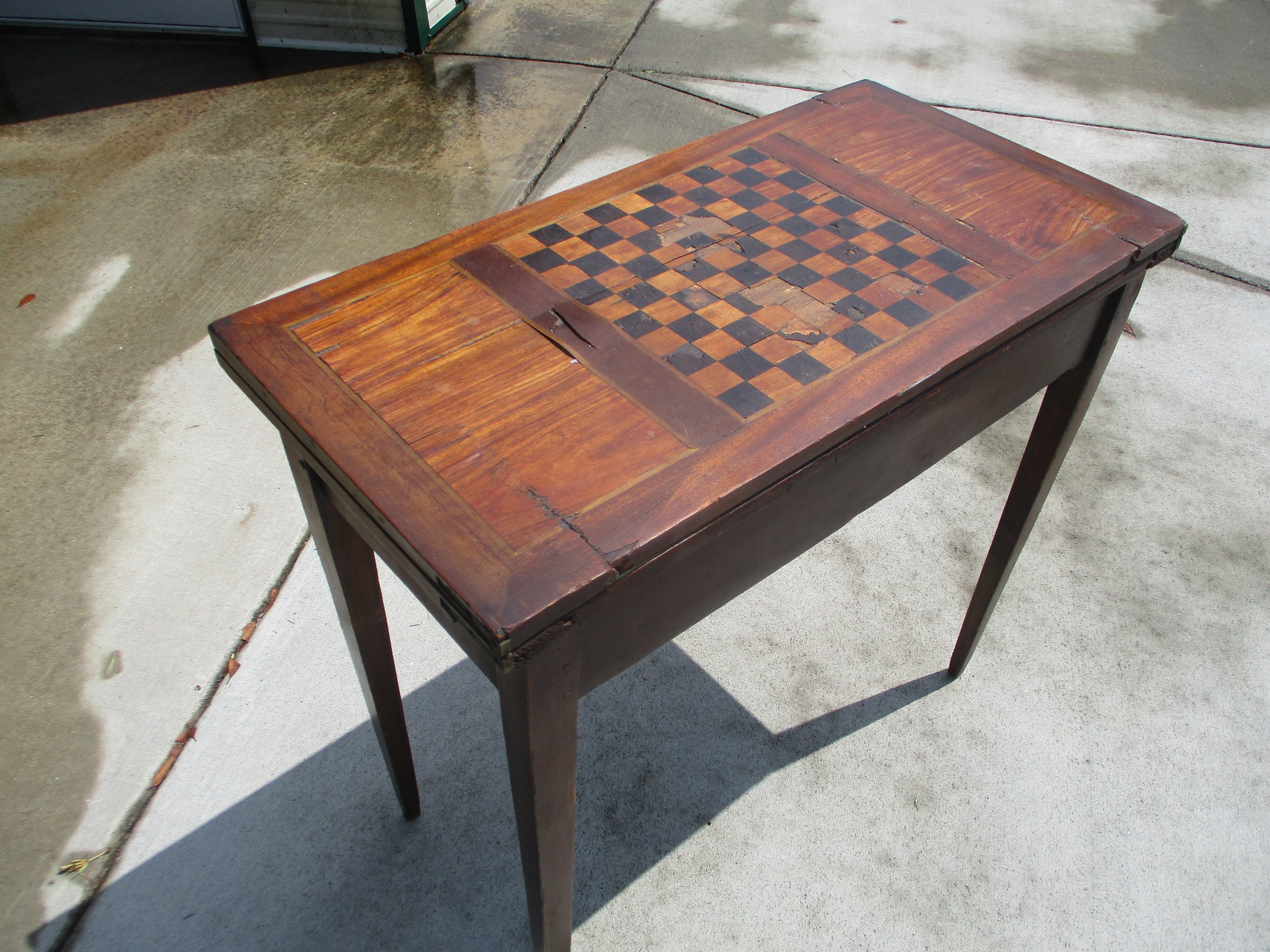 Vintage game table with pull-out drawer and green felt