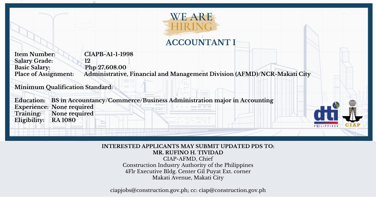 HIRING ALERT! The Construction Industry Authority of the Philippines ...