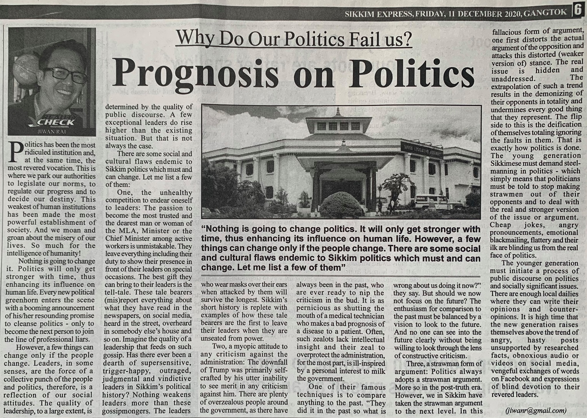 Jiwan Rai - WHY DO OUR POLITICS FAIL US? Prognosis on... | Facebook
