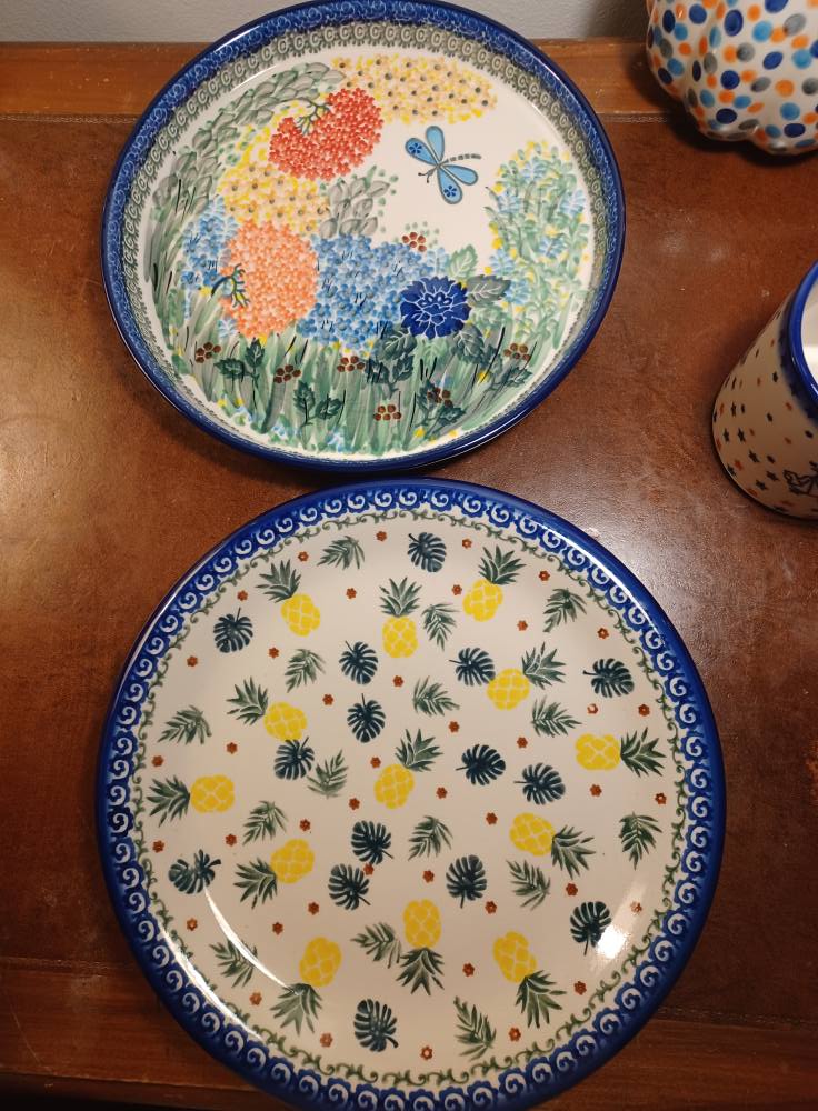 Polish Pottery Dessert Plate 6-inch - Hand Painted Gingham Flowers Stoneware, Made In Poland