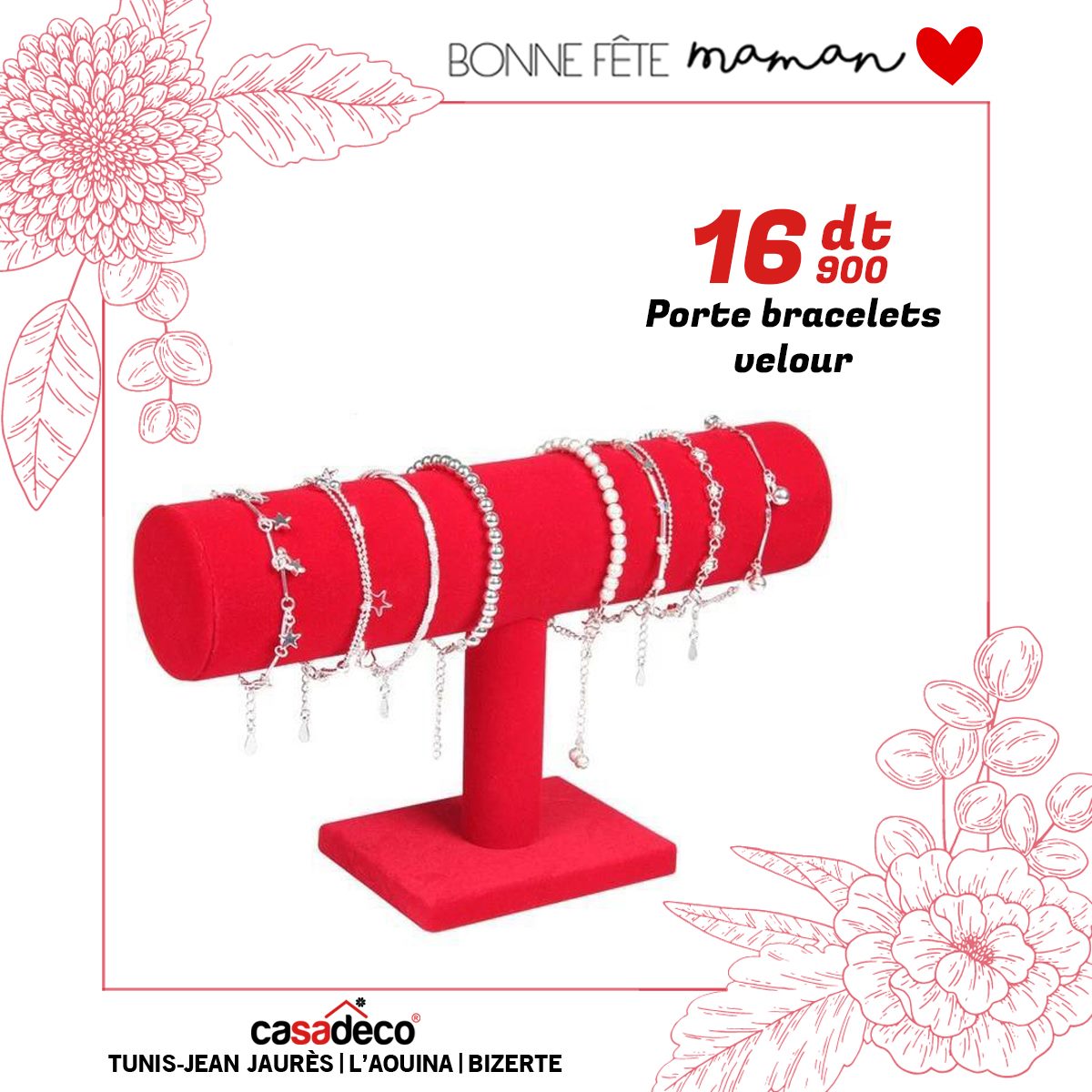 GemeShou Support for bracelet en velours noir, organisateur et
