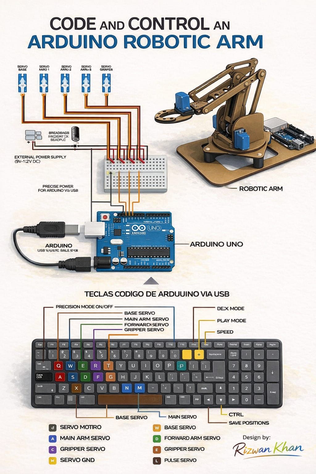 Rizwan - The system uses four servo motors for the base, main arm ...