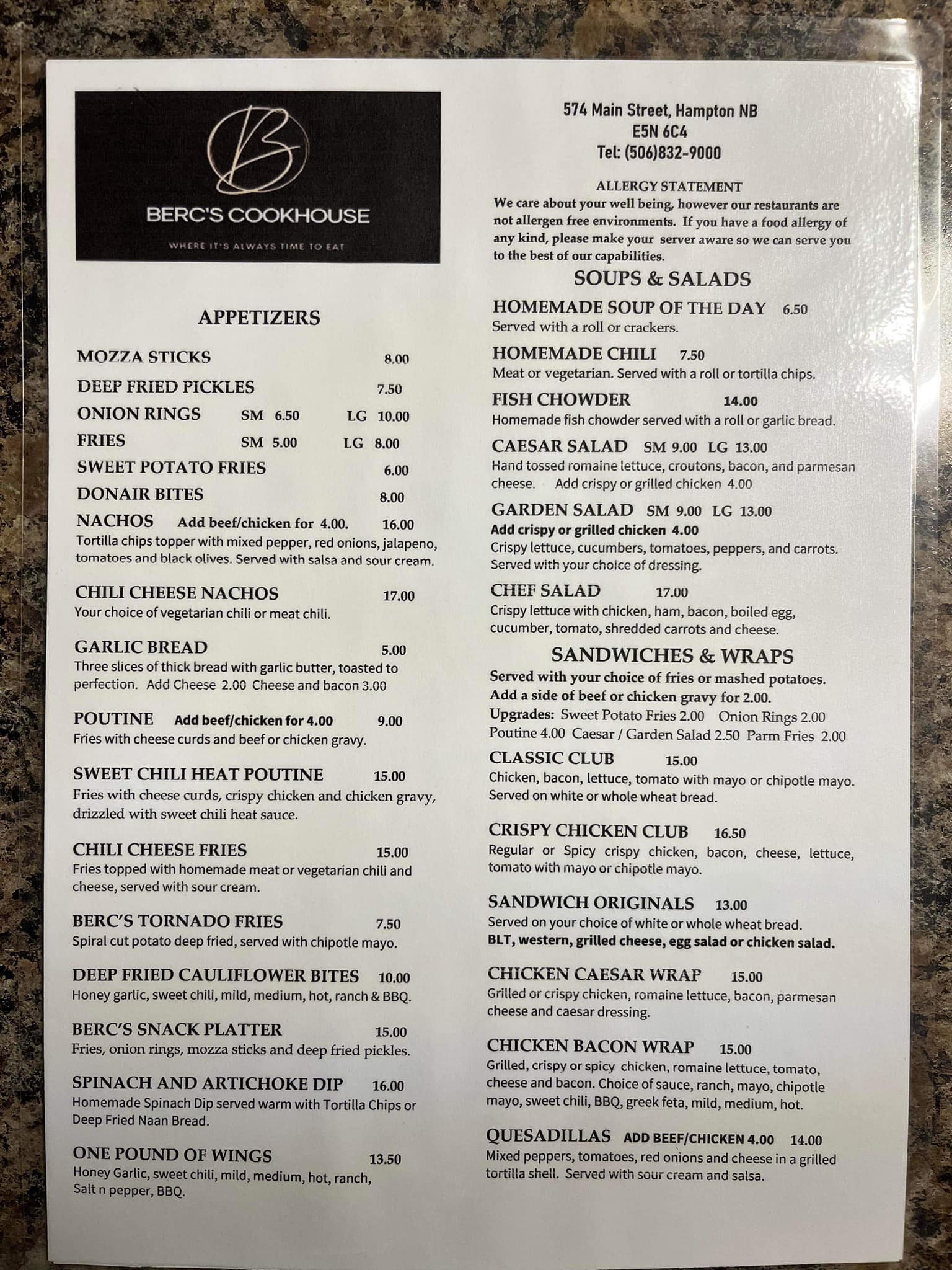 Berc’s Cookhouse | Hampton NB