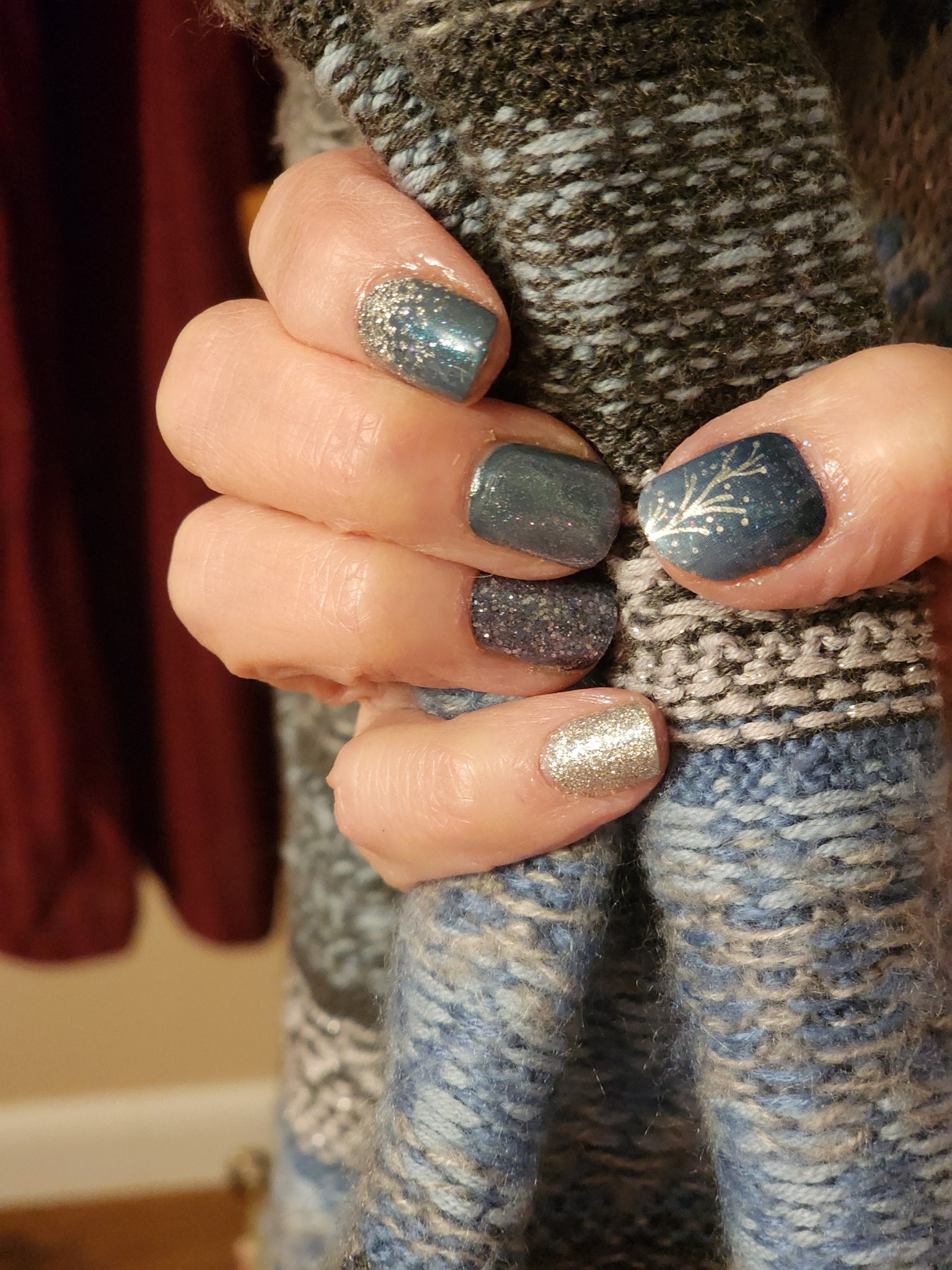 nails to go with grey dress Mixed nail art for sienna halter maxi dress