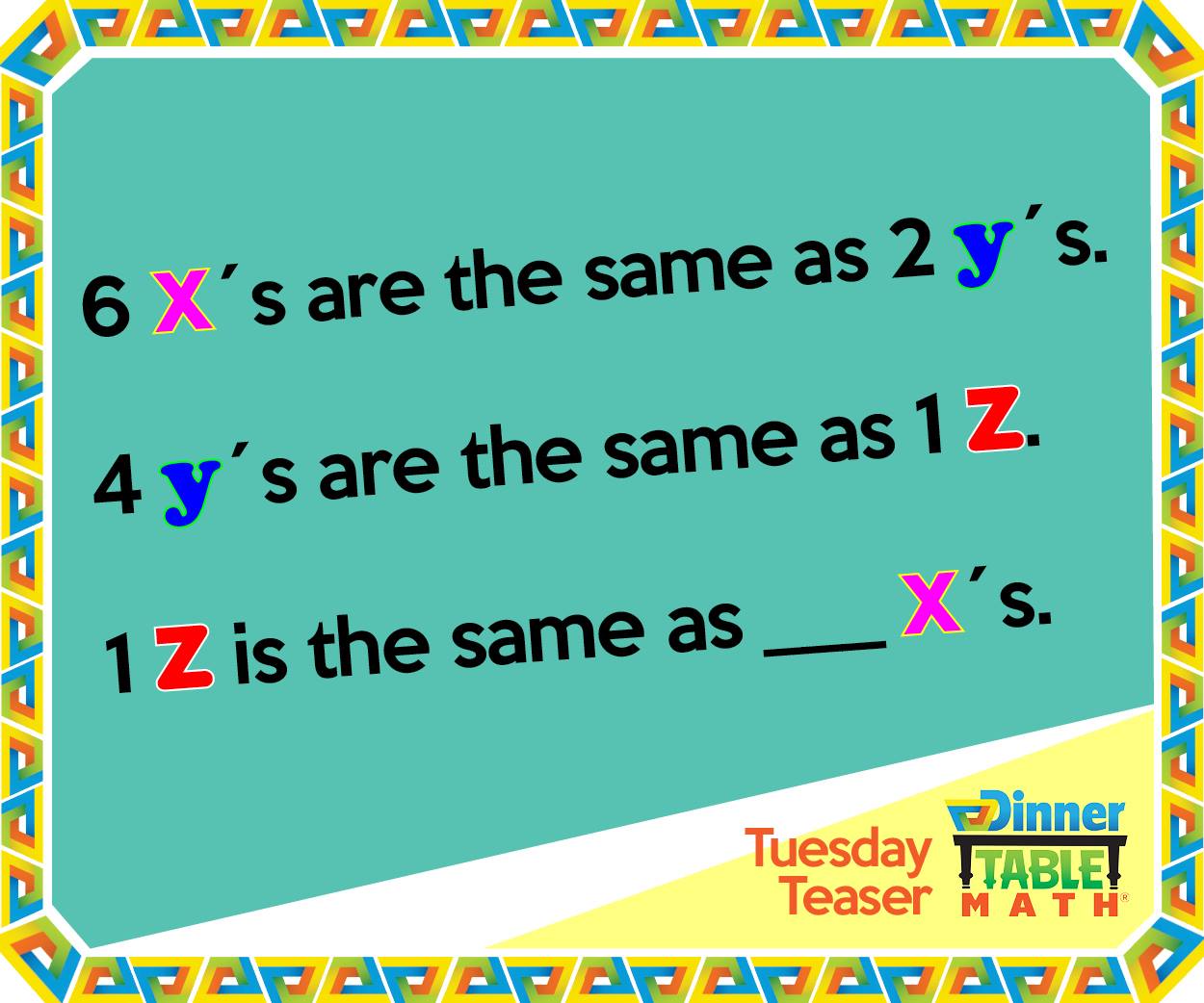 Happy Tuesday! Who says math is only... - Dinner Table Math