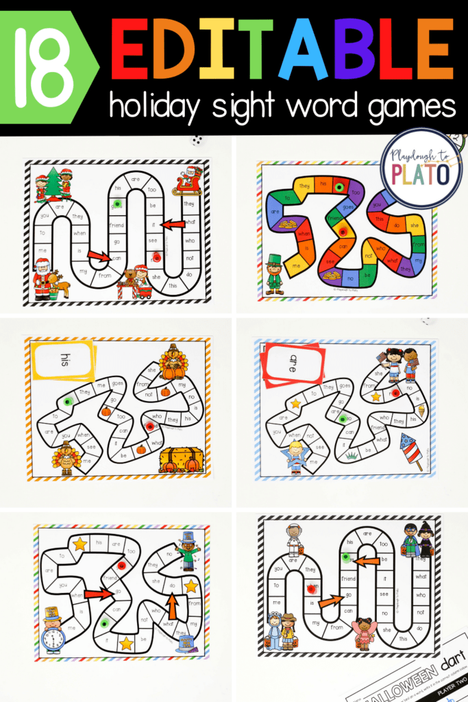 18 EDITABLE Holiday Sight Words... - Playdough to Plato
