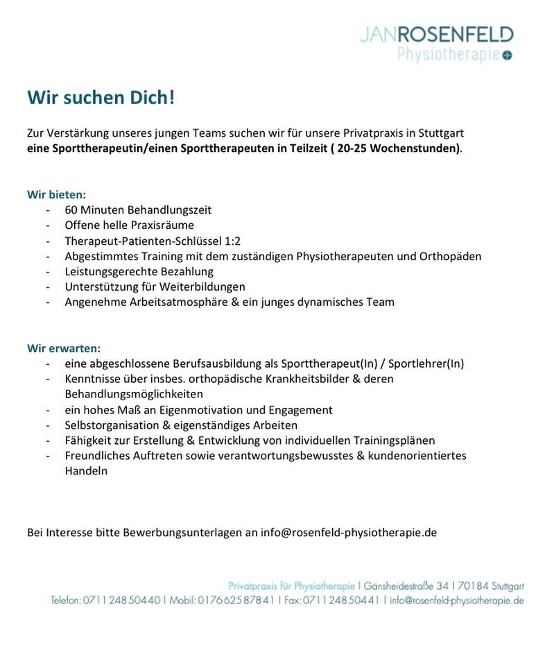 Jan Rosenfeld Physiotherapie | Stuttgart