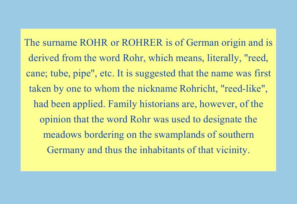Rohrer Ancestry