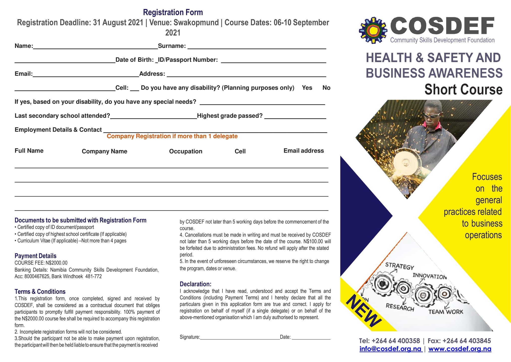 Health and Safety and Business... - Cosdec Swakopmund | Facebook