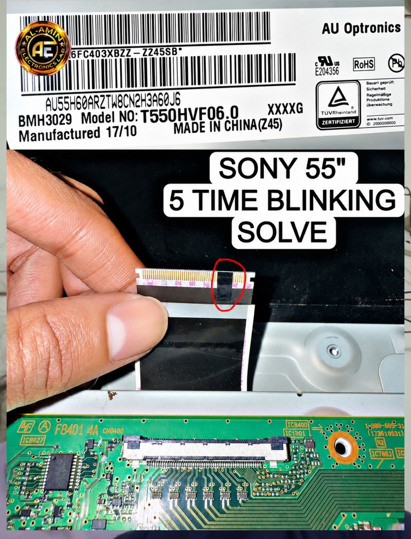 Sony KDL-55W800C 5 Blinking Error Solved! A Sony TV with a 5-time
