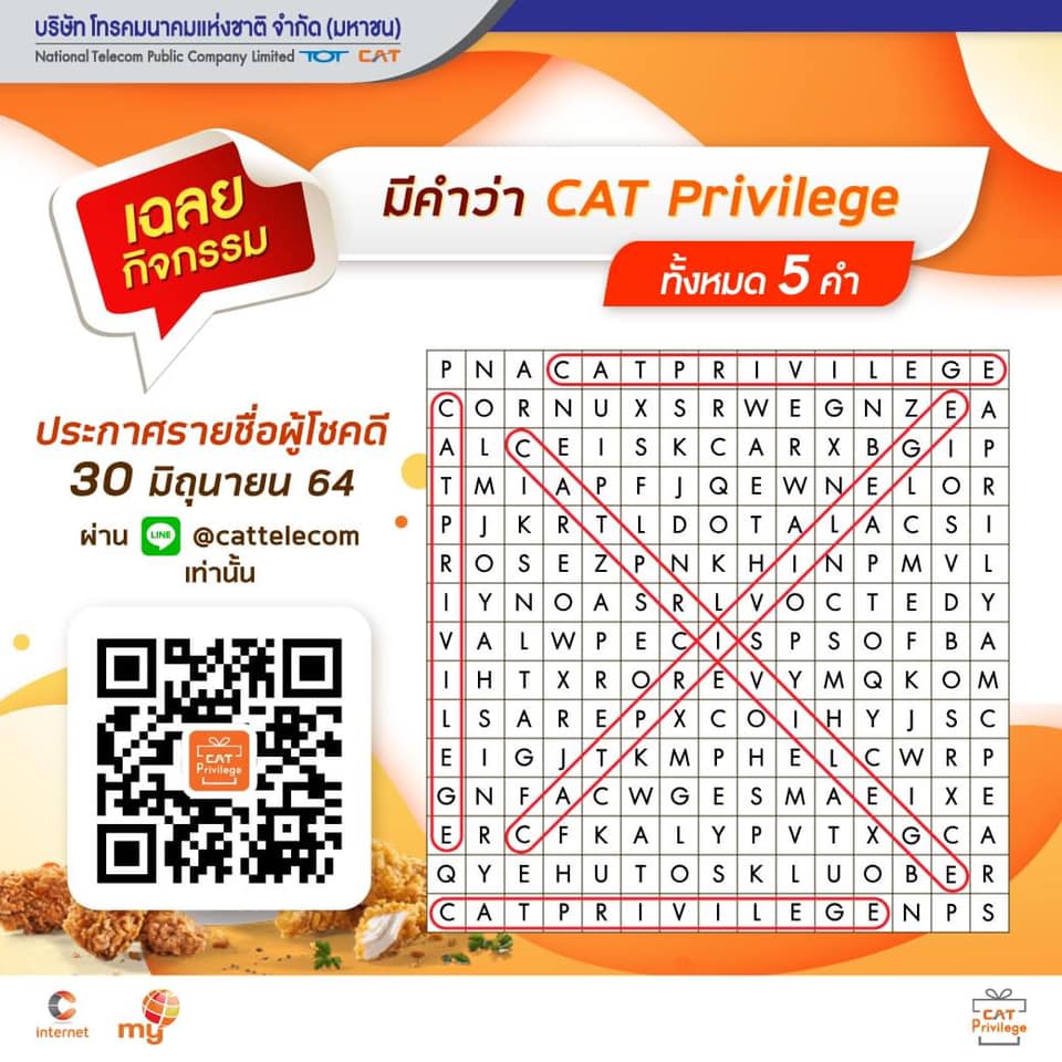 เฉลยกิจกรรม มีคำว่า CAT Privilege... - NT Contact Center | Facebook