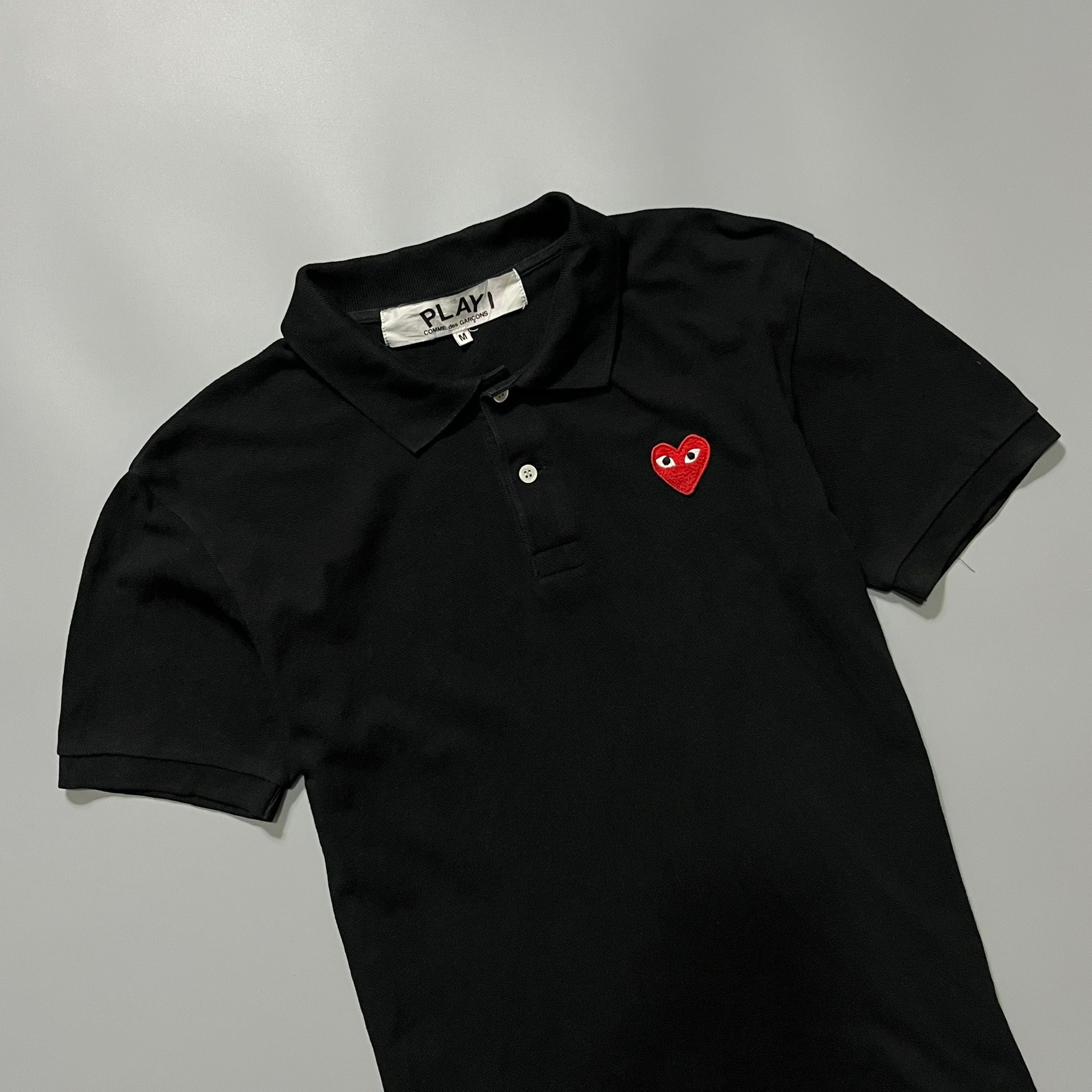 Comme des Garcons Play Black Polo shirt Medium 18x25-26 Good 