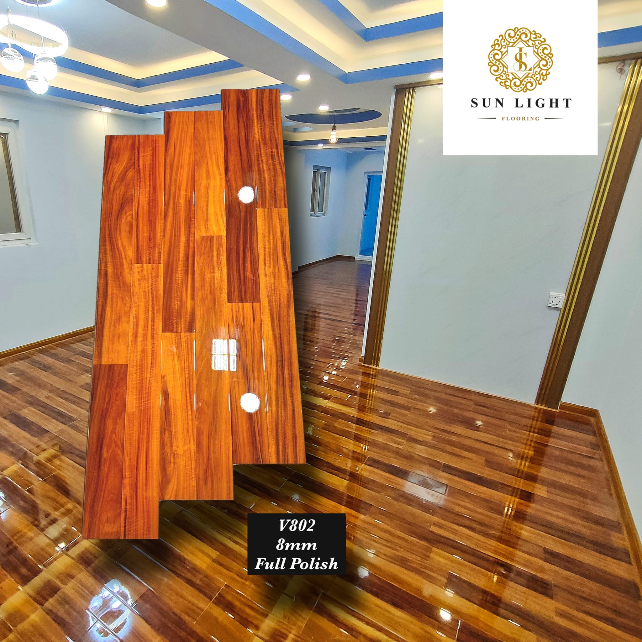 Sun - 💯8mm laminate floor 100%high glossy surface (with AC4 grade ... - Laminate Floor Sun Finishes
