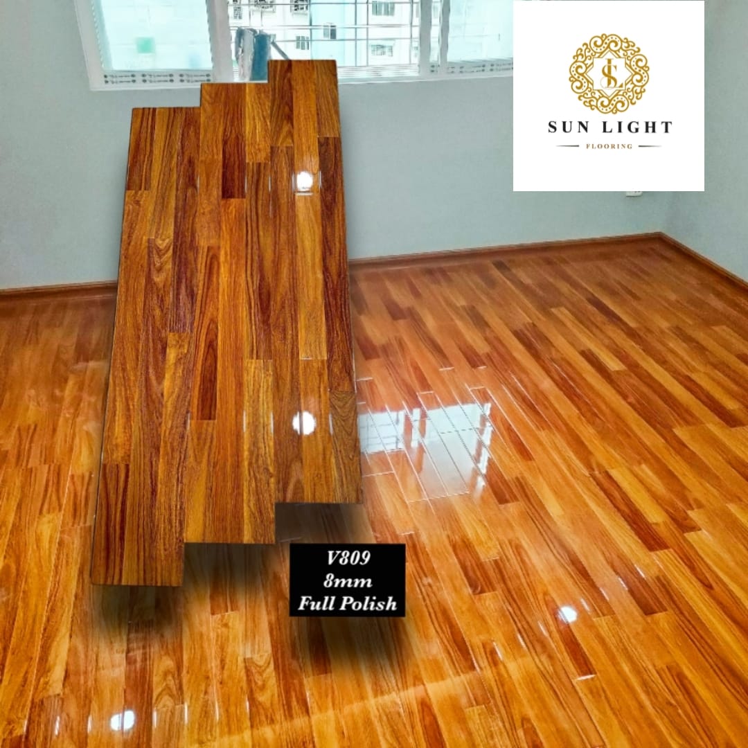 View of Sun - 💯8mm laminate floor 100%high glossy surface (with AC4 grade ...
