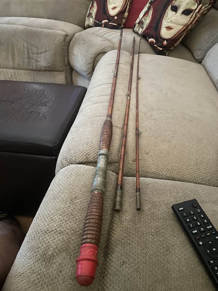 antique cane fishing pole THE BITTERN Carp Stalking Rod Hand Built by J. White of the GOLDEN S  & Vintage Tackle Vintage 1940s 8 Ft Cane