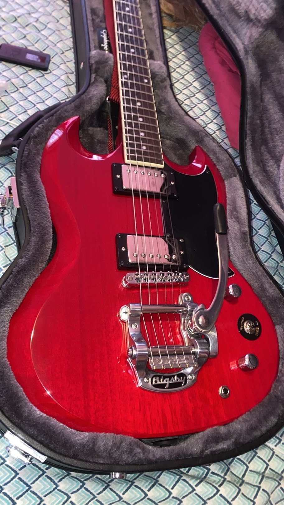 Epiphone SG with Bigsby B5 and Vibramate Mount Upgrades