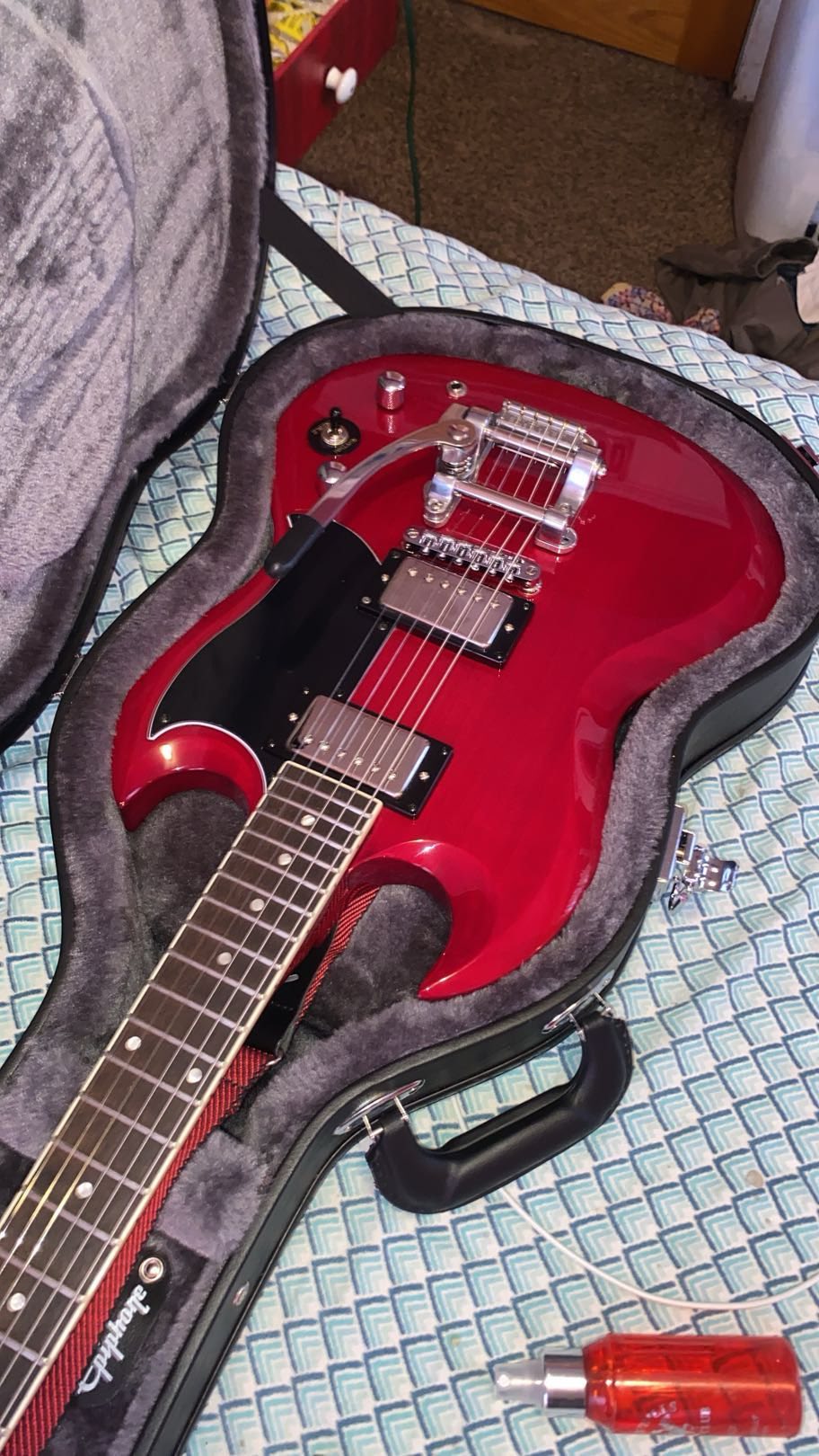 Epiphone SG with Bigsby B5 and Vibramate Mount Upgrades
