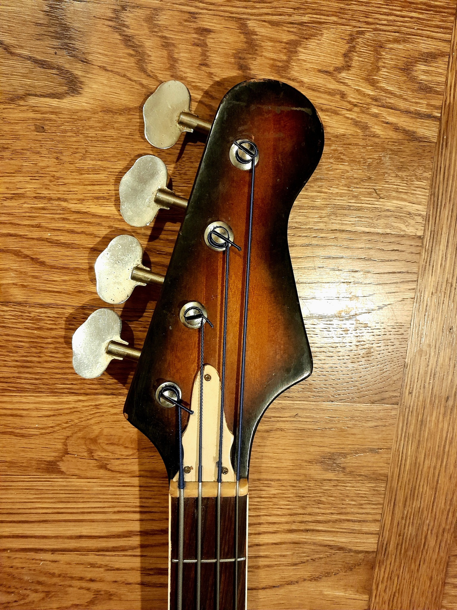 Restored mid-60s Guyatone bass guitar with D'Addario Chrome Flats