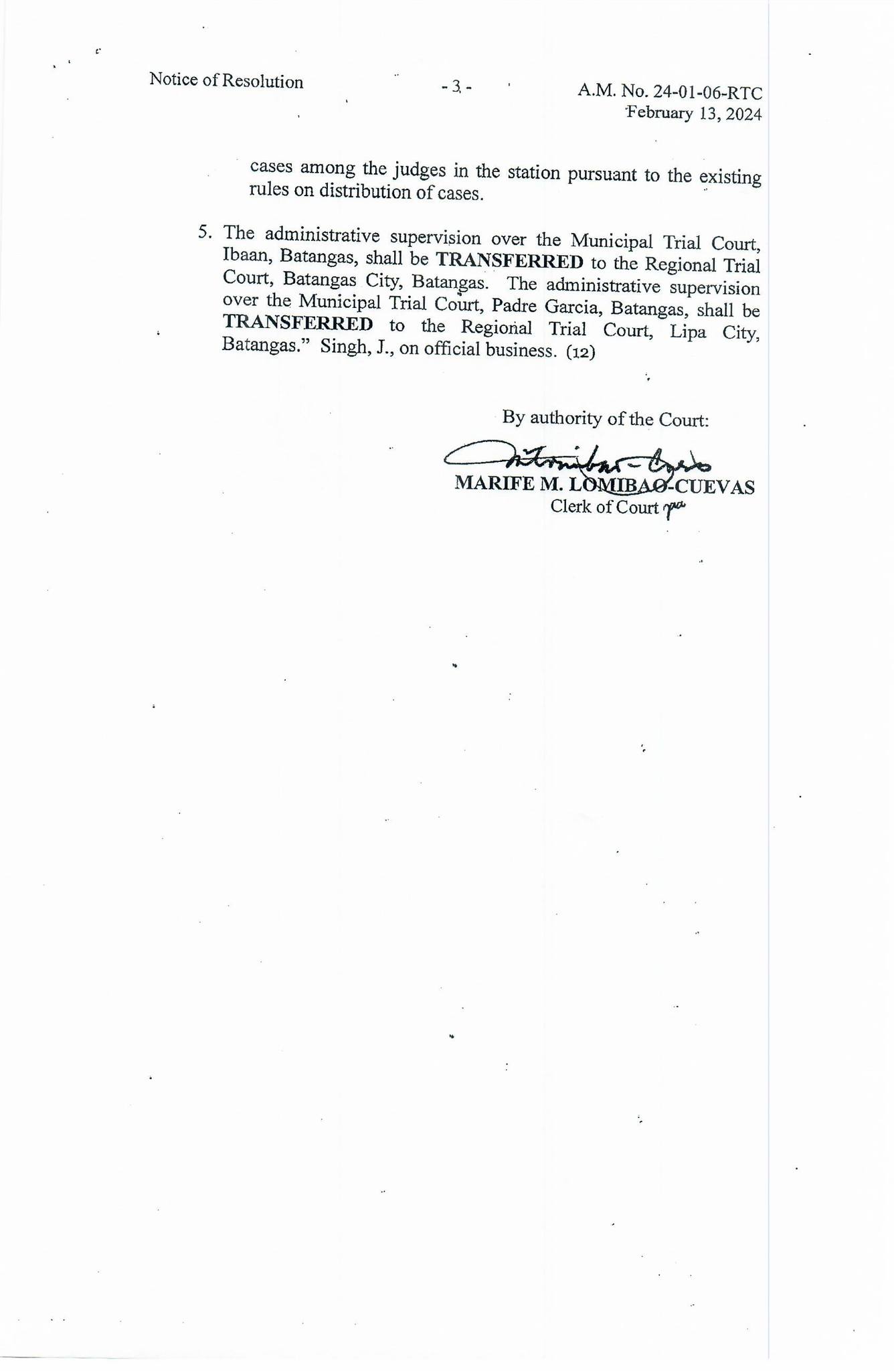 Regional Trial Court Office of the Clerk of Court Lipa City | Lipa City