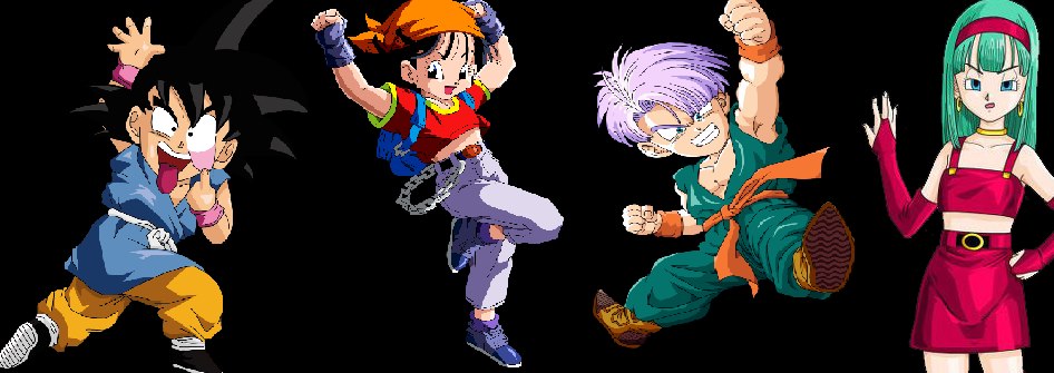 Goku, trunks, pan y bra