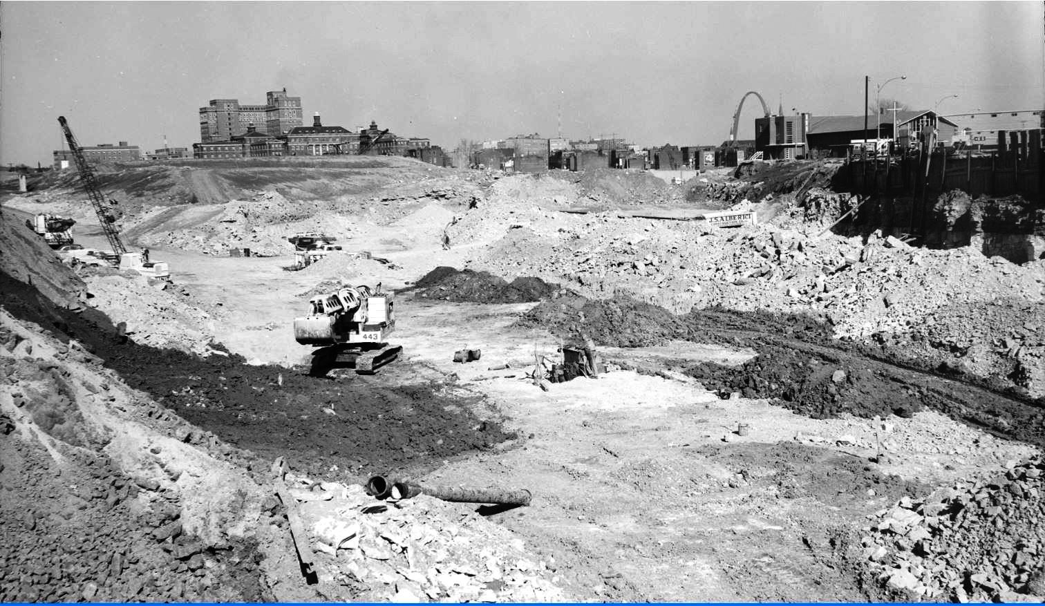 I-44 and 55 interchange under construction, November 1965. If you