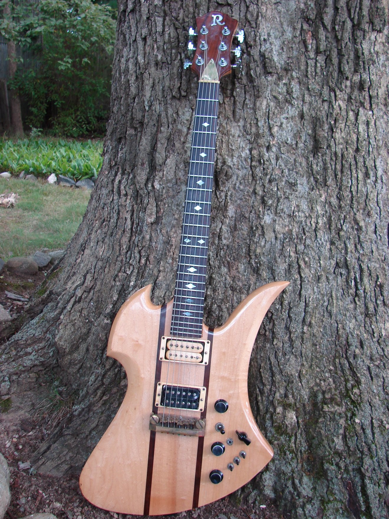 1981 handmade maple Mockingbird guitar with Seymour Duncan upgrade