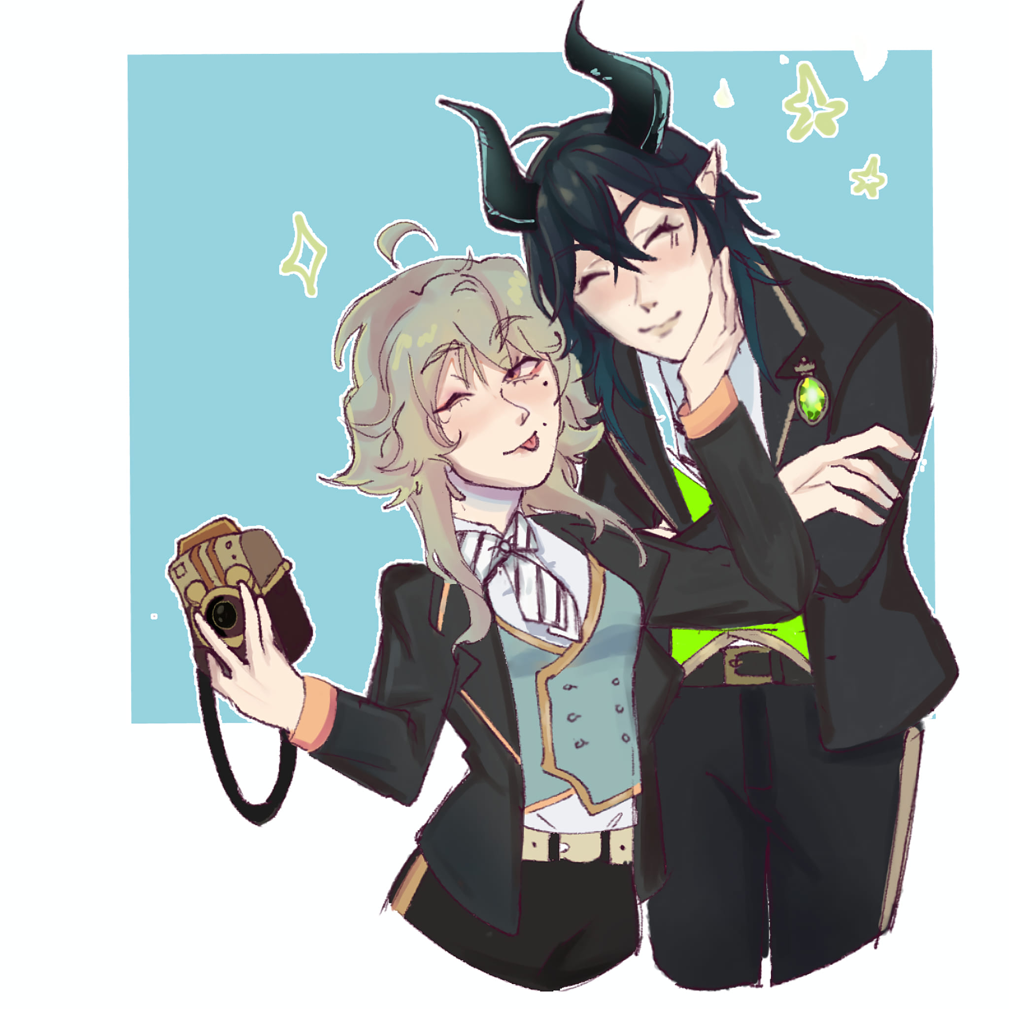 Tsunotaro and June take a photo together