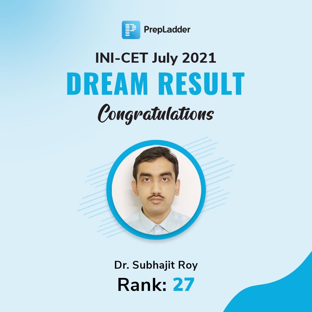 PrepLadder - Congrats Dr. Subhajit Roy on bagging Rank 27 in INI-CET ...