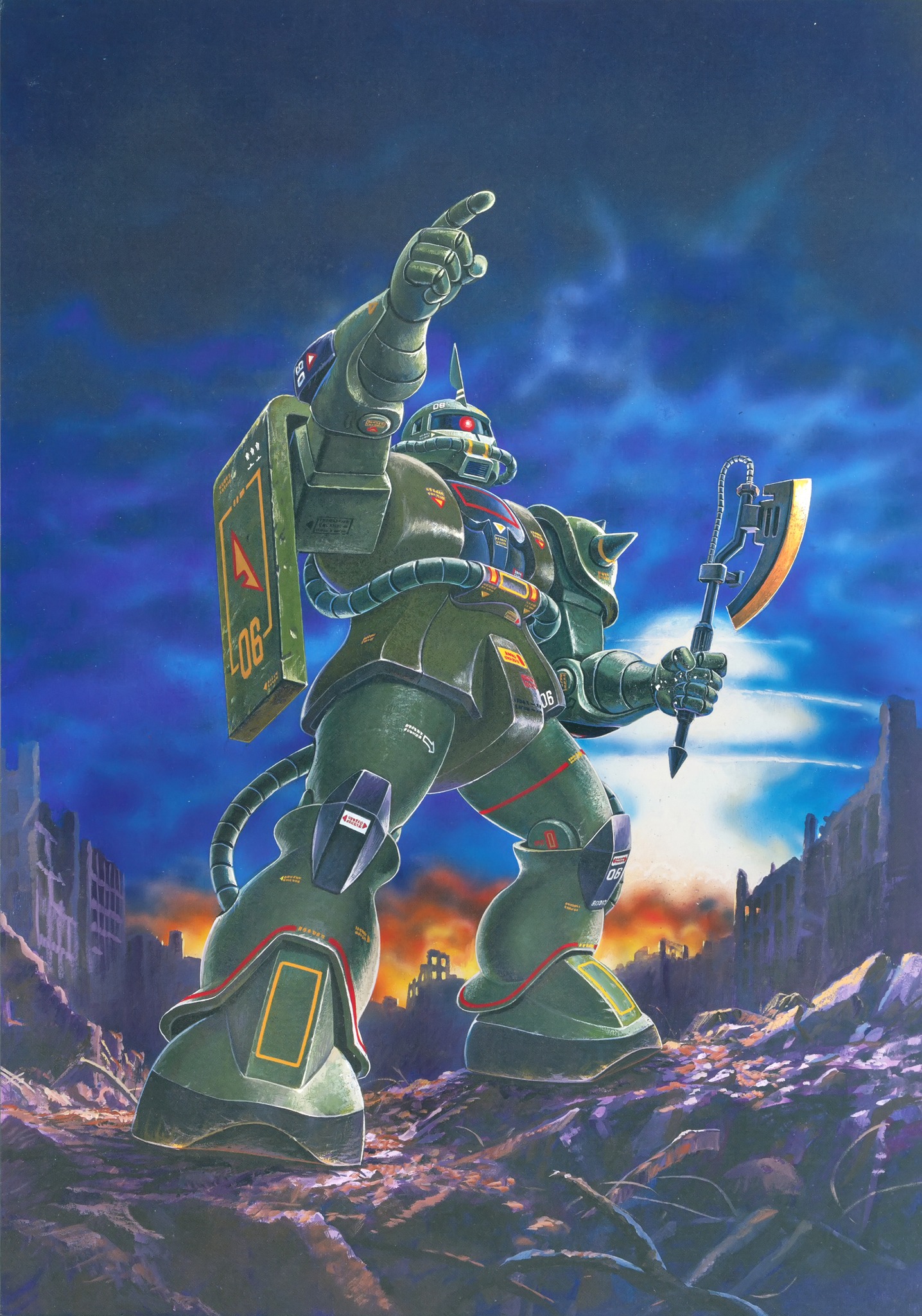 上田信畫的 Real Type MS-06 ZAKU (收錄在『新装版 上田信画集