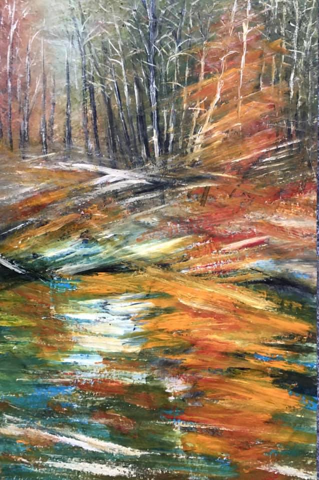 湖畔的森林。 Forest by the lake. Watercolour on paper. #水彩