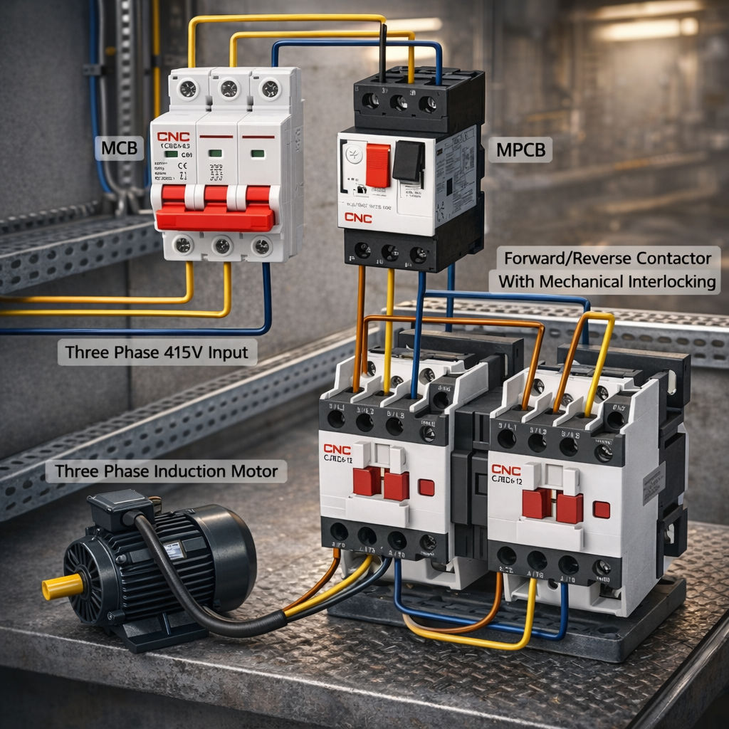 Diagram of a Three-Phase Forward–Reverse Motor Control System | Facebook